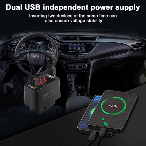 XMSJSIY Car OBD USB Charger Power Adapter DC12?24V Dual USB Charger Socket with Digital Display USB 30W Fast Charging QC2.0 QC3.0 Charger for Vehi...